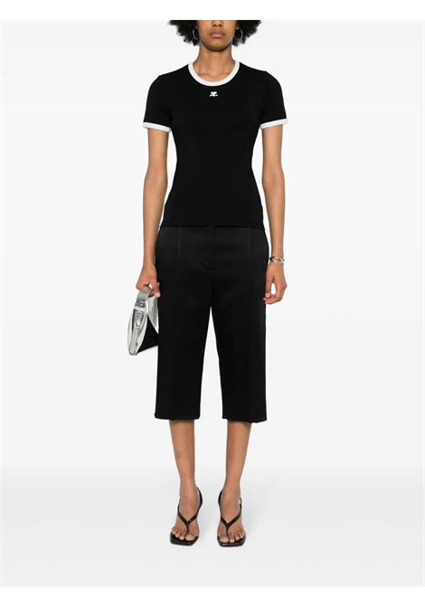 t-shirt signature contrast donna nera e bianca COURRÈGES | VESJTS017JS00709901