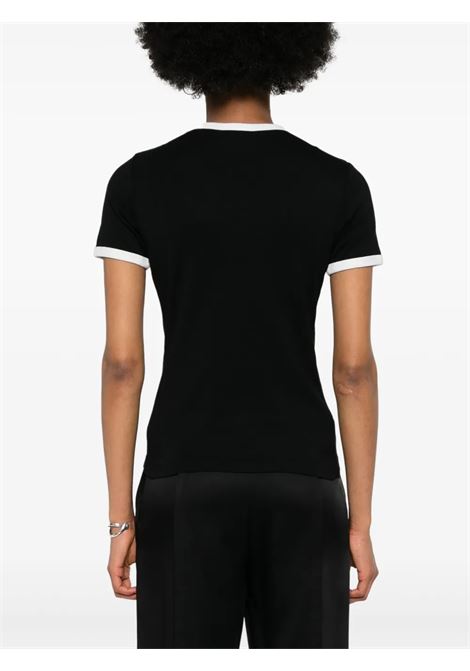 t-shirt signature contrast donna nera e bianca COURRÈGES | VESJTS017JS00709901