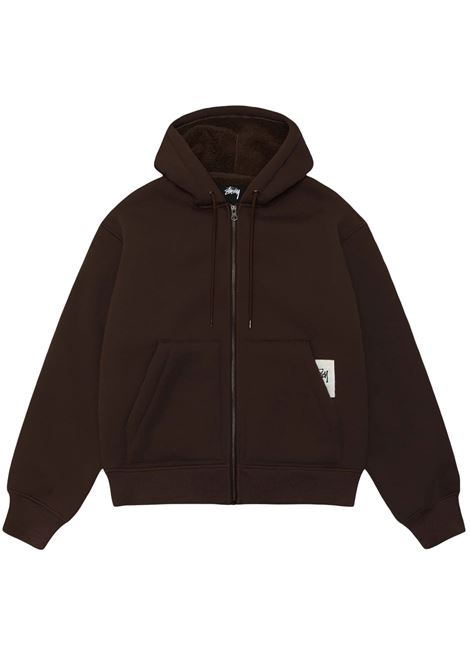 felpa bonded sherpa lined hood uomo marrone STÜSSY | 1185851001