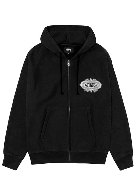 felpa zip hood uomo nera STÜSSY | 1185920001