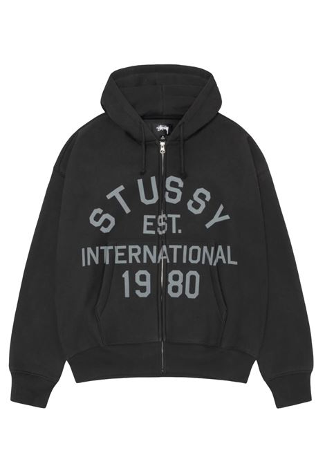 felpa est printed zip hood uomo nera STÜSSY | 1185970001