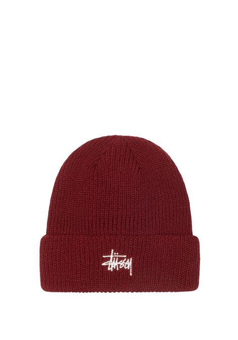 cappello basic cuff beanie uomo rosso scuro STÜSSY | 13210190613