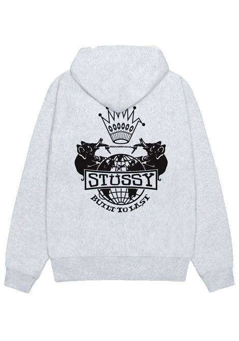 felpa built to last zip hood uomo grigia STÜSSY | 19751250062