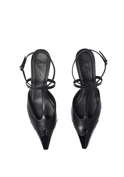 scarpe con tacco saga donna nero in pelle AEYDE | A11-PU-GRGS35KT57-SS24-800-055BLACK