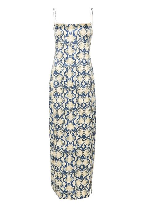 vestito sottoveste con stampa donna multi in raso GANNI | F8819883