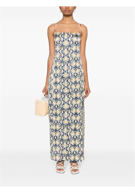 vestito sottoveste con stampa donna multi in raso GANNI | F8819883