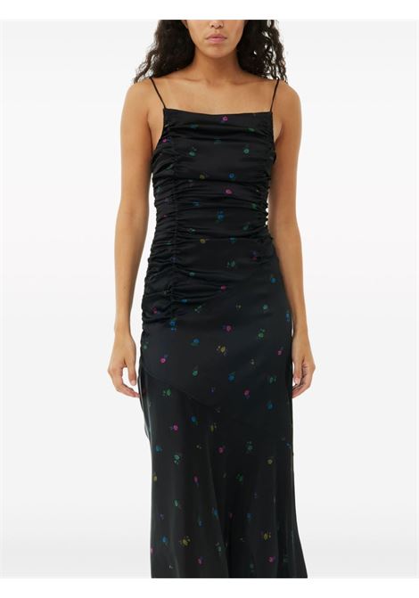 abito con ruches donna nero in viscosa GANNI | F8974099