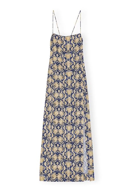 vestito sottoveste con stampa donna multi in raso GANNI | F8819883