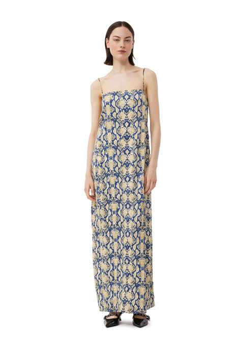 vestito sottoveste con stampa donna multi in raso GANNI | F8819883