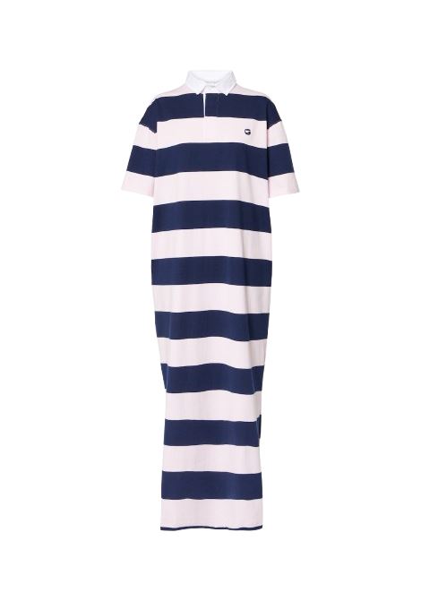 abito lungo strieped polo donna navy e rosa COPERNI | COPJS120F5026PNKBLU