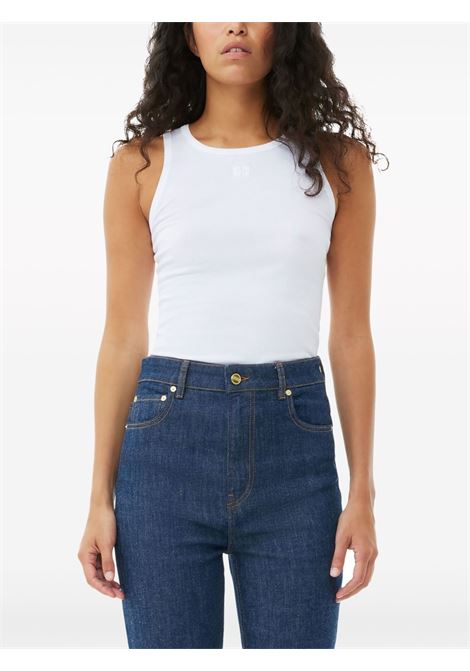 tank top soft cotton rib donna bianco GANNI | T3897151