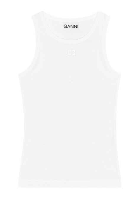 tank top soft cotton rib donna bianco GANNI | T3897151