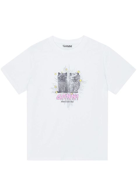 t-shirt kitten donna bianca GANNI | T4060151