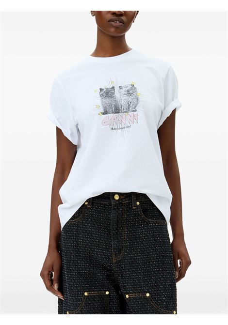 t-shirt kitten donna bianca GANNI | T4060151