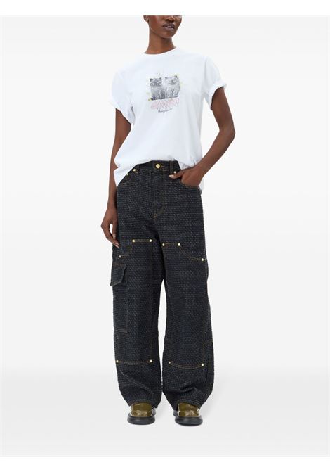 t-shirt kitten donna bianca GANNI | T4060151