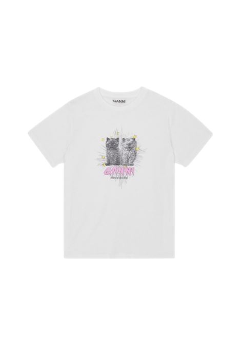t-shirt kitten donna bianca GANNI | T4060151