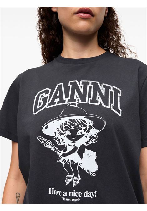 t-shirt witch relaxed donna nera GANNI | T4138252