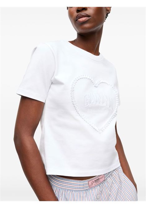 t-shirt heart donna bianca GANNI | T4150151
