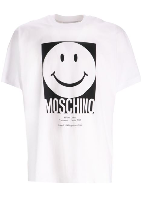 t-shirt smiley uomo bianca MOSCHINO | 251ZZ072302411001