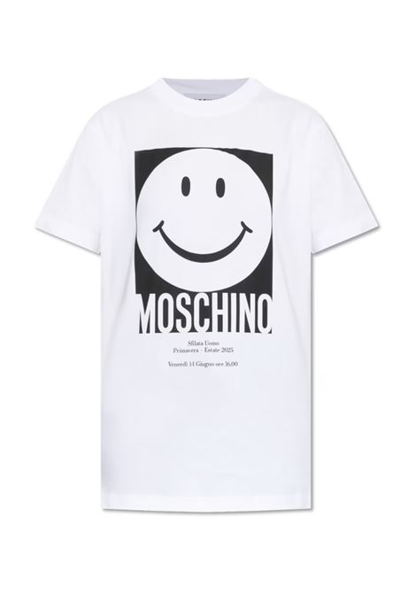 t-shirt smiley uomo bianca MOSCHINO | 251ZZ072302411001