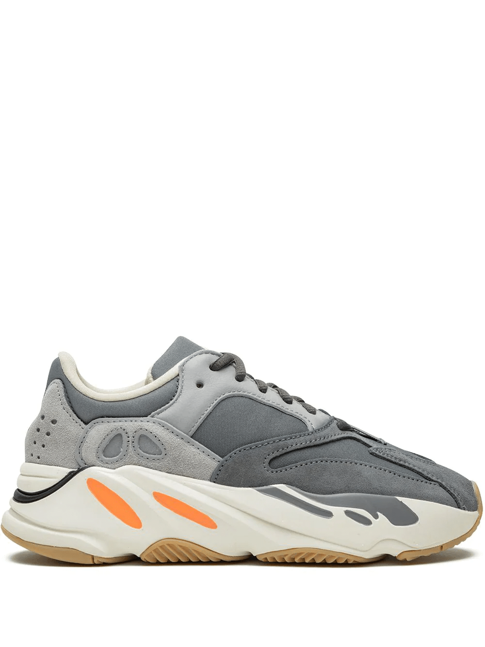 Adidas Yeezy Boost 700 Magnet replica sneakers featuring a stylish grey and orange colorway, designed for comfort and support, ideal for sneaker enthusiasts looking for high-quality replicas.