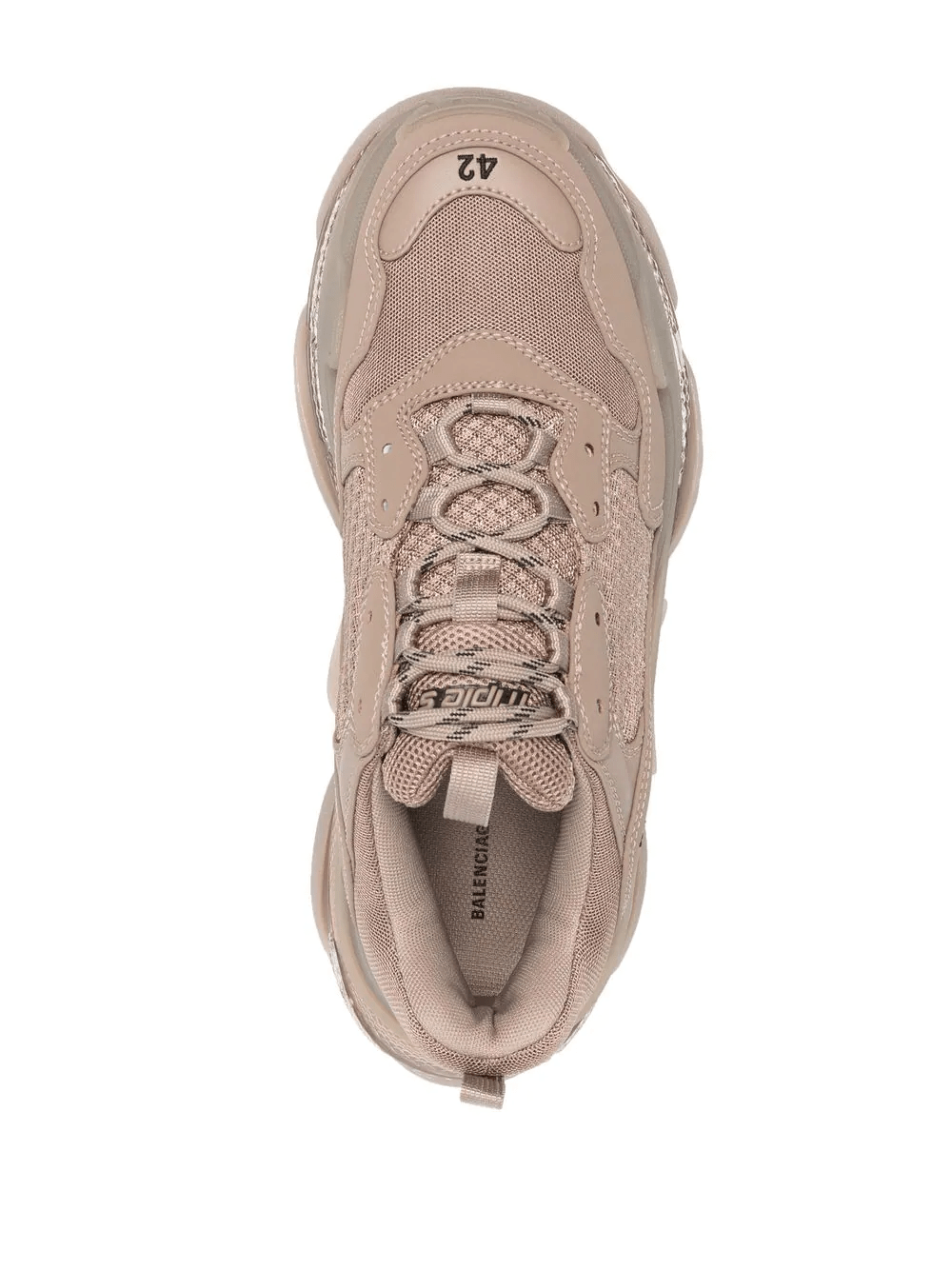 Balenciaga Triple S Lace Up Sneakers, high-quality replica sneakers featuring a chunky sole and premium materials, showcased in a stylish product image.
