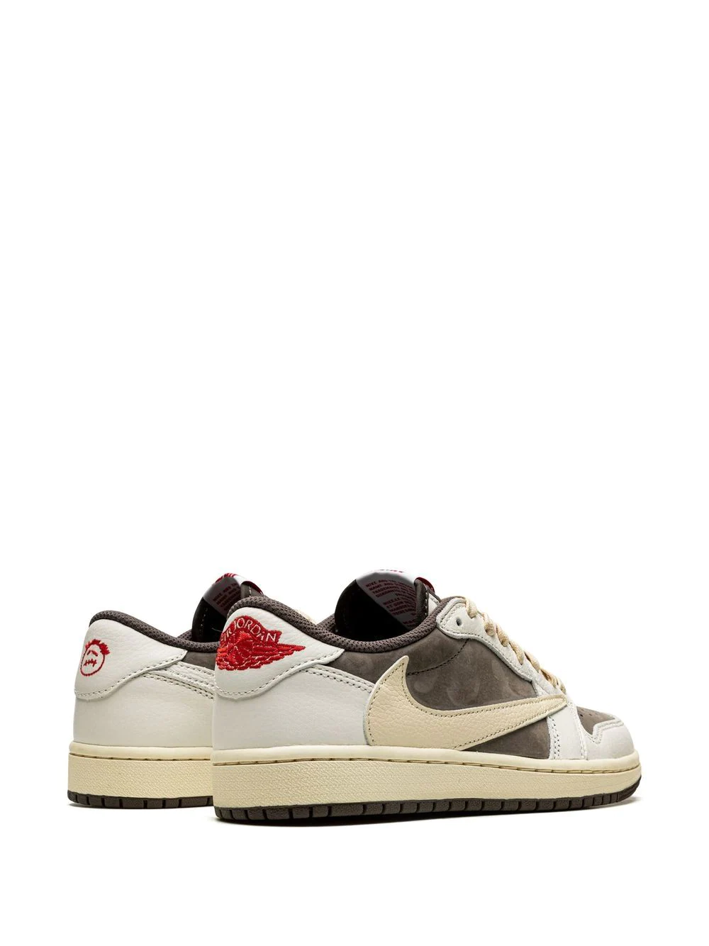 Jordan x Travis Scott Air Jordan 1 Low OG replica sneakers featuring a stylish design in neutral tones with signature branding, perfect for sneaker enthusiasts looking for high-quality shoes.