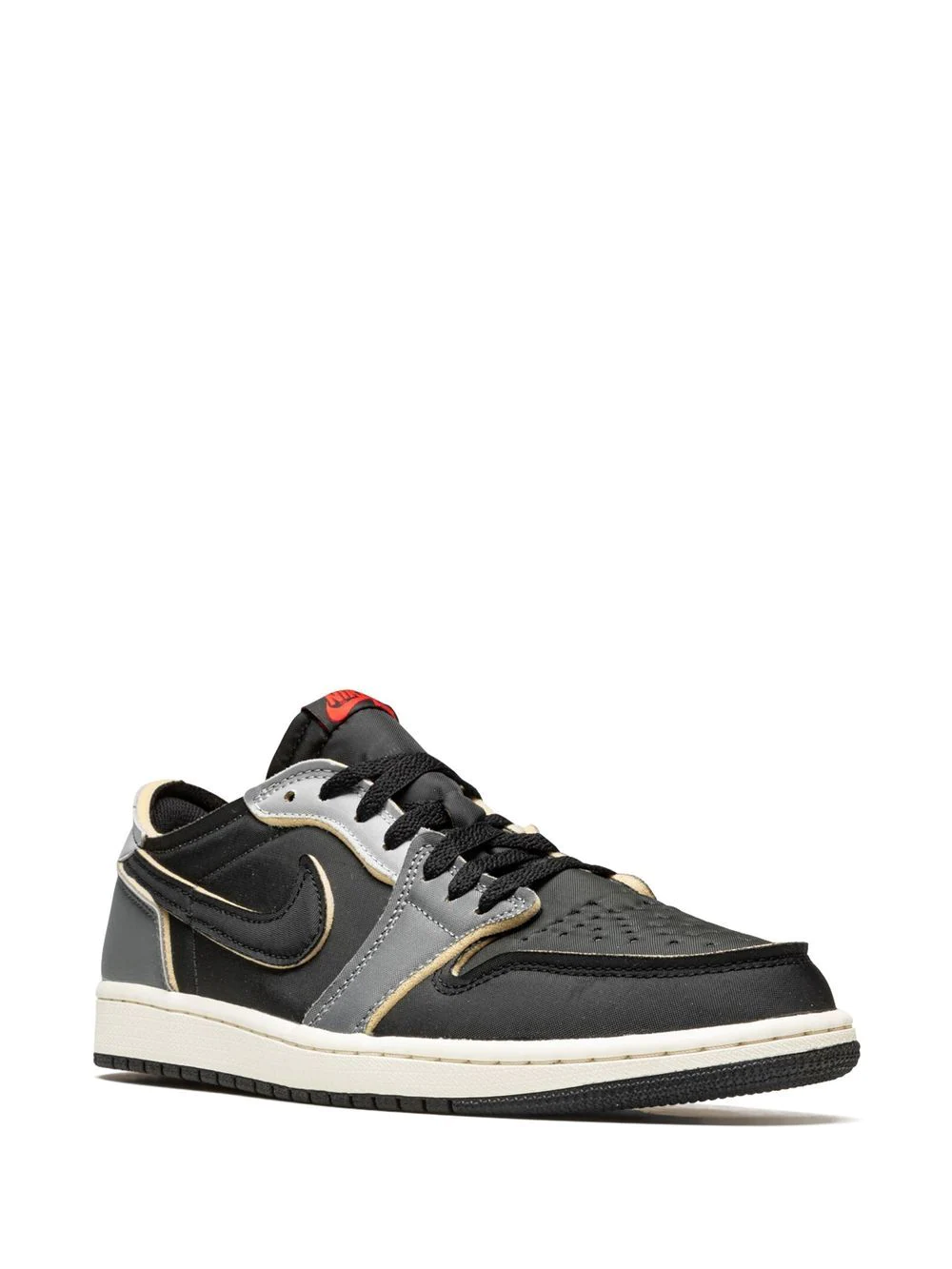 Close-up view of Nike Air Jordan 1 Low OG EX sneakers showcasing high-quality craftsmanship, perfect for sneaker enthusiasts seeking stylish and comfortable replica sneakers. These shoes feature the iconic silhouette and classic colorway, making them a must-have addition to any footwear collection.