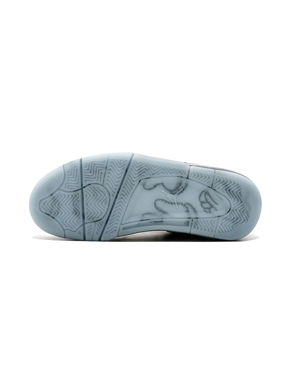 High-quality replica sneakers featuring the Nike Air Jordan 4 Retro Kaws design, showcasing a sleek gray upper, unique textured detailing, and signature Kaws branding on the tongue, perfect for sneaker enthusiasts looking for stylish shoes.