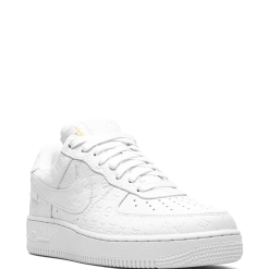 High-quality replica sneakers featuring Nike x Louis Vuitton Air Force 1 Low design, showcasing a stylish blend of luxury materials and iconic branding, perfect for fashion-forward shoe enthusiasts.