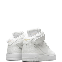 High-quality replica sneakers featuring the Nike x Louis Vuitton Air Force 1 Mid design, showcasing a stylish blend of luxury and sport in a classic silhouette with premium materials.
