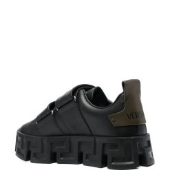 Versace Greca Labyrinth Chunky Leather Sneakers - High-quality replica sneakers featuring a bold, textured leather exterior with Greca pattern accents and a chunky sole, ideal for stylish casual wear.