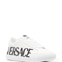 Versace Greca Logo Print Low Top Sneakers - High-quality replica sneakers featuring a stylish Greca logo print, designed for comfort and fashion-forward looks. Perfect for casual wear or elevating any outfit with their sleek design.