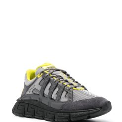 Versace Greca Panelled Slip On Sneakers - high-quality replica sneakers featuring a stylish panelled design and iconic Greca detailing, perfect for enhancing any shoe collection.