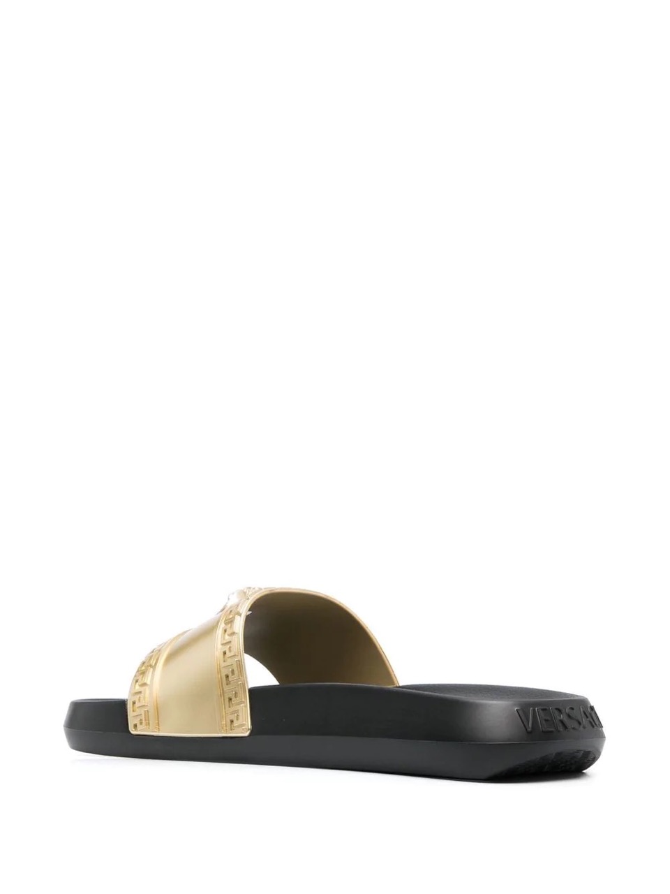 Versace Medusa Head Pool Slides in a stylish design, showcasing high-quality craftsmanship and luxurious detailing, perfect for those seeking fashionable replica sneakers or shoes for casual wear.