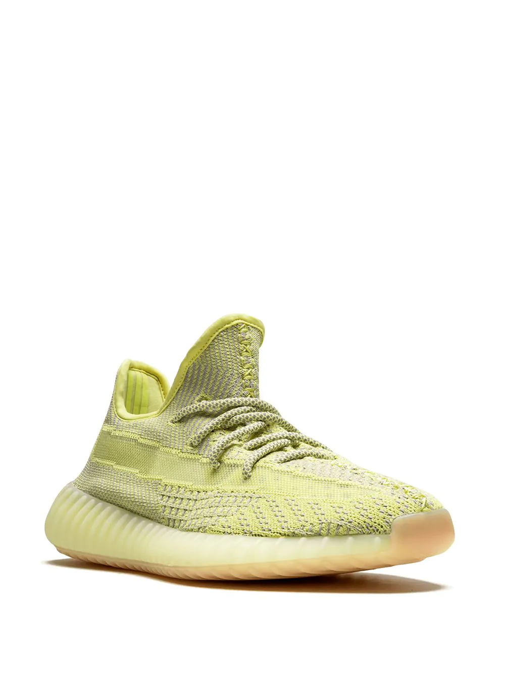 Adidas Yeezy Boost 350 V2 Antlia Reflective replica sneakers featuring a lightweight mesh upper in a stylish yellow hue, complemented by a reflective stripe and Boost cushioning for enhanced comfort. Perfect for sneaker enthusiasts looking for high-quality shoes.