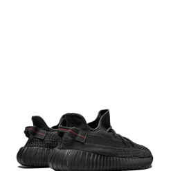 Adidas Yeezy Boost 350 V2 Black Static Sneakers, showcasing a stylish black primeknit upper with reflective detailing, perfect for fashion-forward enthusiasts seeking high-quality replica sneakers.