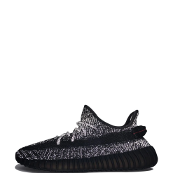 High-quality replica sneakers featuring the Adidas Yeezy Boost 350 V2 Black Static design, showcasing a sleek black upper with subtle white detailing and a signature textured sole, perfect for stylish comfort.