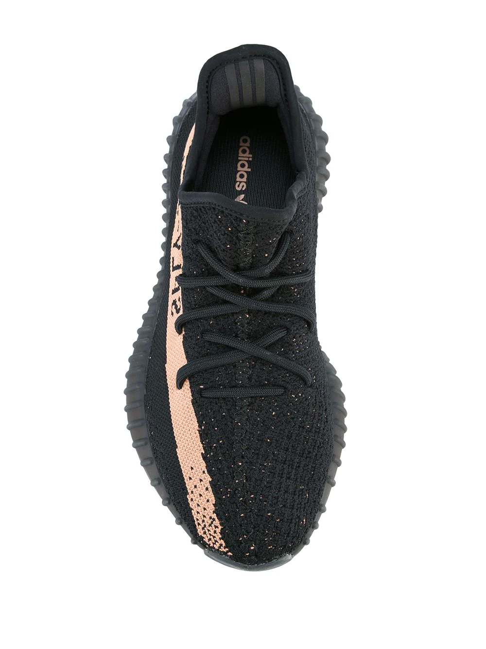 Adidas Yeezy Boost 350 V2 Copper replica sneakers showcasing a sleek black upper with distinctive copper accents on the side stripe, perfect for sneaker enthusiasts seeking stylish and high-quality shoes.