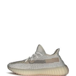 Adidas Yeezy Boost 350 V2 Lundmark Reflective replica sneakers featuring a light grey mesh upper with reflective detailing, complemented by a translucent sole, perfect for sneaker enthusiasts looking for high-quality shoes.