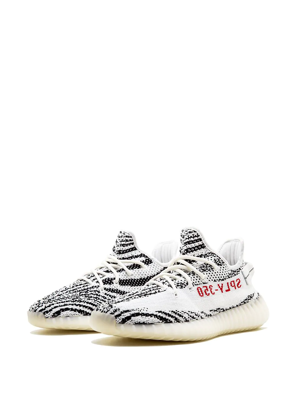 Adidas Yeezy Boost 350 V2 Zebra replica sneakers featuring a distinctive black and white striped design, showcasing the sleek silhouette and Boost cushioning technology, perfect for sneaker enthusiasts seeking high-quality shoes.