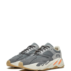 Adidas Yeezy Boost 700 Magnet replica sneakers showcasing a stylish gray and orange colorway, featuring a sleek upper design and comfortable chunky sole, perfect for sneaker enthusiasts looking for high-quality shoes.