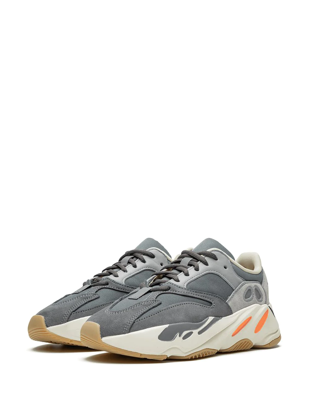Adidas Yeezy Boost 700 Magnet replica sneakers showcasing a stylish gray and orange colorway, featuring a sleek upper design and comfortable chunky sole, perfect for sneaker enthusiasts looking for high-quality shoes.