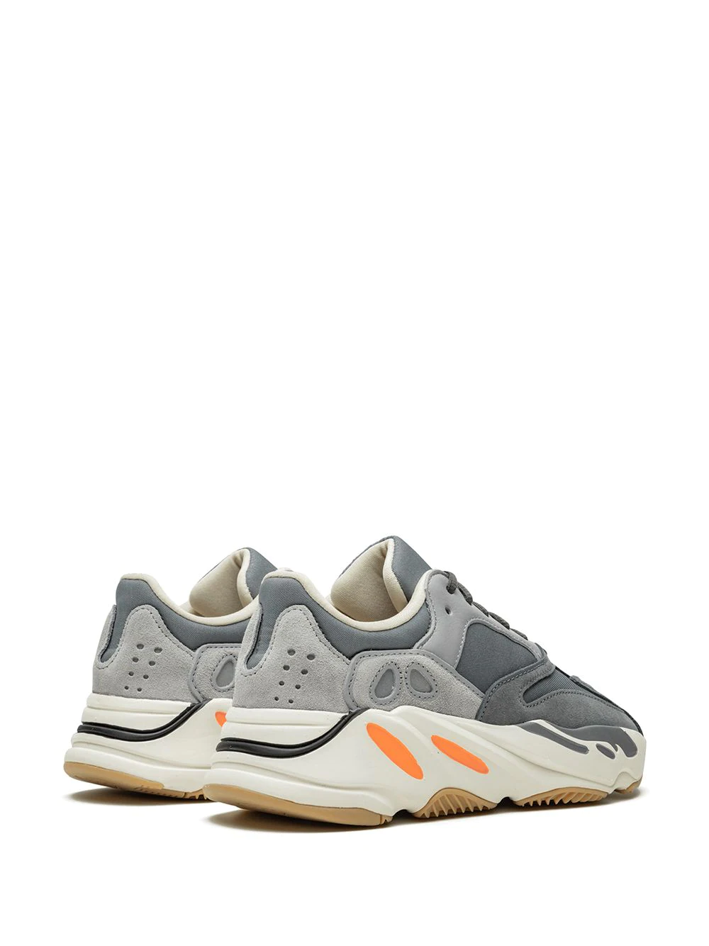 High-quality replica sneakers in the Adidas Yeezy Boost 700 Magnet model, featuring a stylish gray and orange colorway, designed for both comfort and fashion.