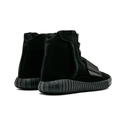 Adidas Yeezy 750 Boost Triple Black replica sneakers showcasing a sleek, all-black design with high-quality materials and unique strap details, perfect for sneaker enthusiasts.