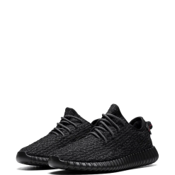 Adidas Yeezy Yeezy Boost 350 Pirate Black replica sneakers featuring a sleek black knit upper, iconic curved silhouette, and comfortable Boost cushioning, ideal for sneaker enthusiasts seeking stylish footwear options.