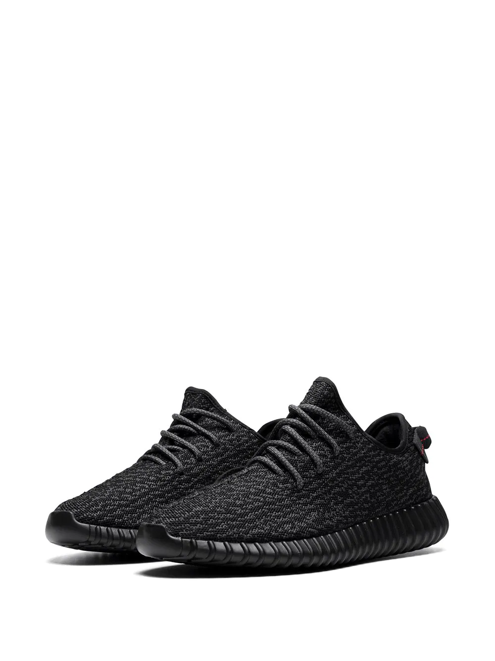 Adidas Yeezy Yeezy Boost 350 Pirate Black replica sneakers featuring a sleek black knit upper, iconic curved silhouette, and comfortable Boost cushioning, ideal for sneaker enthusiasts seeking stylish footwear options.