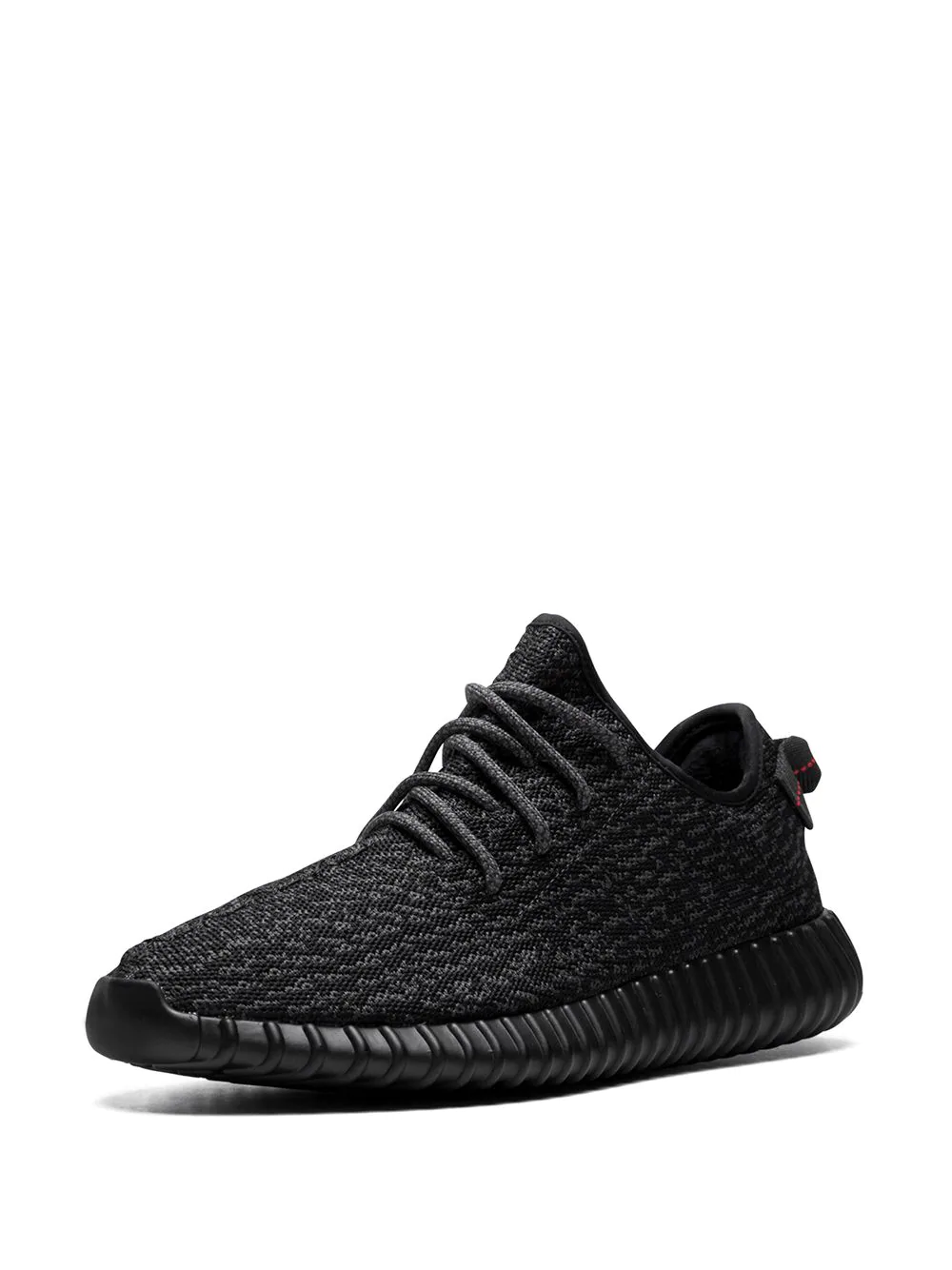Adidas Yeezy Boost 350 Pirate Black replica sneakers showcasing their sleek black mesh upper, signature three-stripe design, and cushioned sole, ideal for sneaker enthusiasts seeking high-quality shoes.