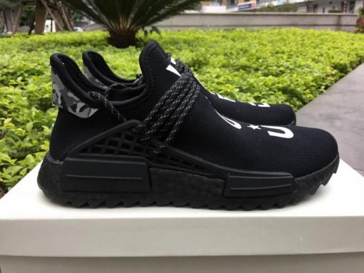 Adidas NMD Trail Human Race HU Pharrell NERD BB7603 Black White replica sneakers showcasing a stylish design with a combination of black and white colors, perfect for sneaker enthusiasts looking for high-quality replicas.