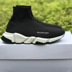 Balenciaga Speed Trainer White Black high-quality replica sneakers featuring a sleek sock-like design and durable rubber sole, perfect for stylish and comfortable wear.